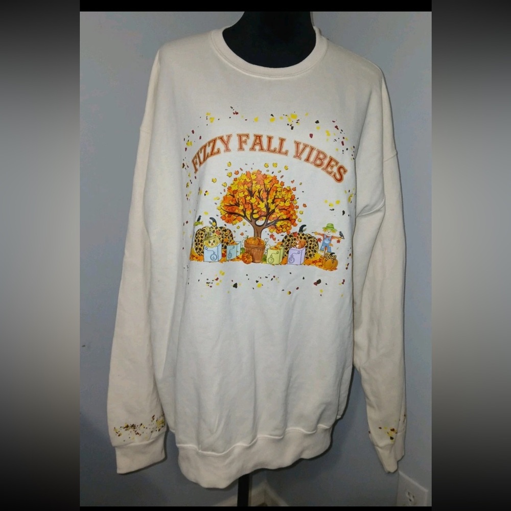 Fizzy Fall Vibes cream colored sweatshirt womens size XL